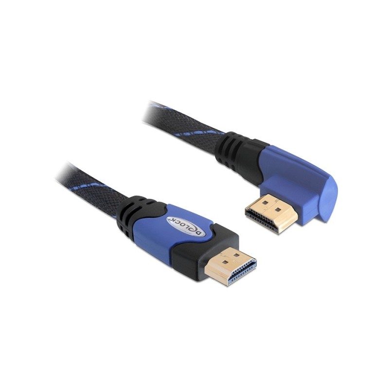 Delock High Speed HDMI with Ethernet - Kabel HDMI s ethernetem - HDMI s piny (male) do HDMI s piny (male) - 5 m - 90° kon… 82958