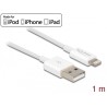 Delock - Kabel Lightning - Lightning s piny (male) do USB s piny (male) - 1 m - bílá