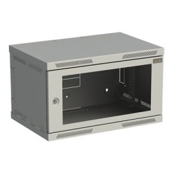 Solarix SENSA SENSA-6U-64-11-G - Skříň - 400 mm, skleněné dveře - montáž na stěnu - šedá, RAL 7035 - 6U - 19"