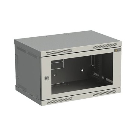 Solarix SENSA SENSA-6U-64-11-G - Skříň - 400 mm, skleněné dveře - montáž na stěnu - šedá, RAL 7035 - 6U - 19"