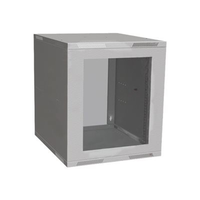 Solarix SENSA LITE SENSA-L-12U-56-11-G - Skříň - 600 mm, skleněné dveře - montáž na stěnu - světle šedá, RAL7035 - 12U - 19"