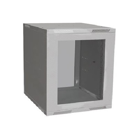 Solarix SENSA LITE SENSA-L-12U-56-11-G - Skříň - 600 mm, skleněné dveře - montáž na stěnu - světle šedá, RAL7035 - 12U - 19"
