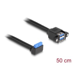 Delock - USB interní kabel - 19 pin USB 3.0 header (M) pravoúhlý do USB (F) - 50 cm - cerná