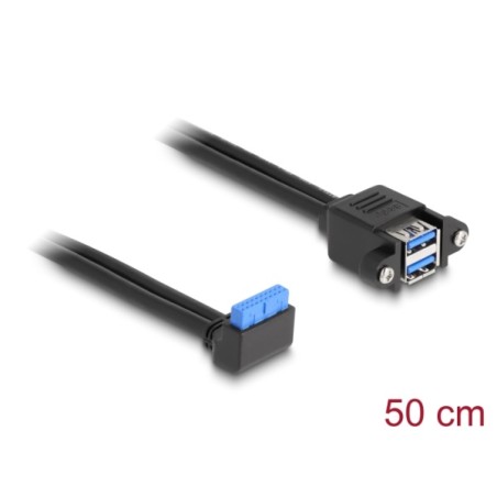 Delock - USB interní kabel - 19 pin USB 3.0 header (M) pravoúhlý do USB (F) - 50 cm - cerná