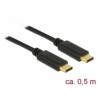 Delock - USB kabel - 24 pin USB-C (M) do 24 pin USB-C (M) - USB 2.0 - 5 A - 50 cm - černá