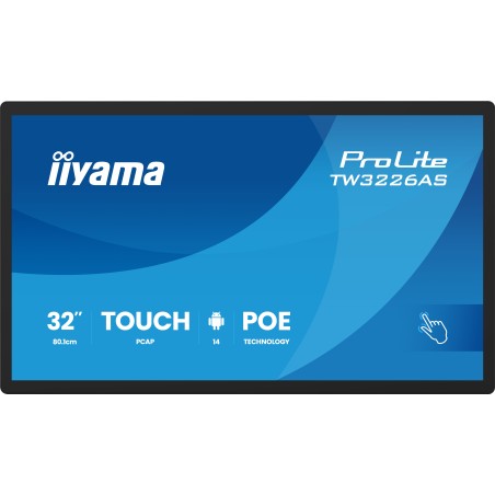 iiyama ProLite Touch Screen TW3226AS-B3P 32" VA, 1920x1080, 430cd/m², 24/7, Mic, POE, WIFI, BT5.3, Micro-SD, HDMI-in, 3xUSB