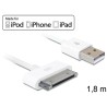 Delock - Nabíjecí / datový kabel - Apple Dock s piny (male) do USB s piny (male) - 1.8 m - bílá - pro Apple iPad/iPhone/iPod