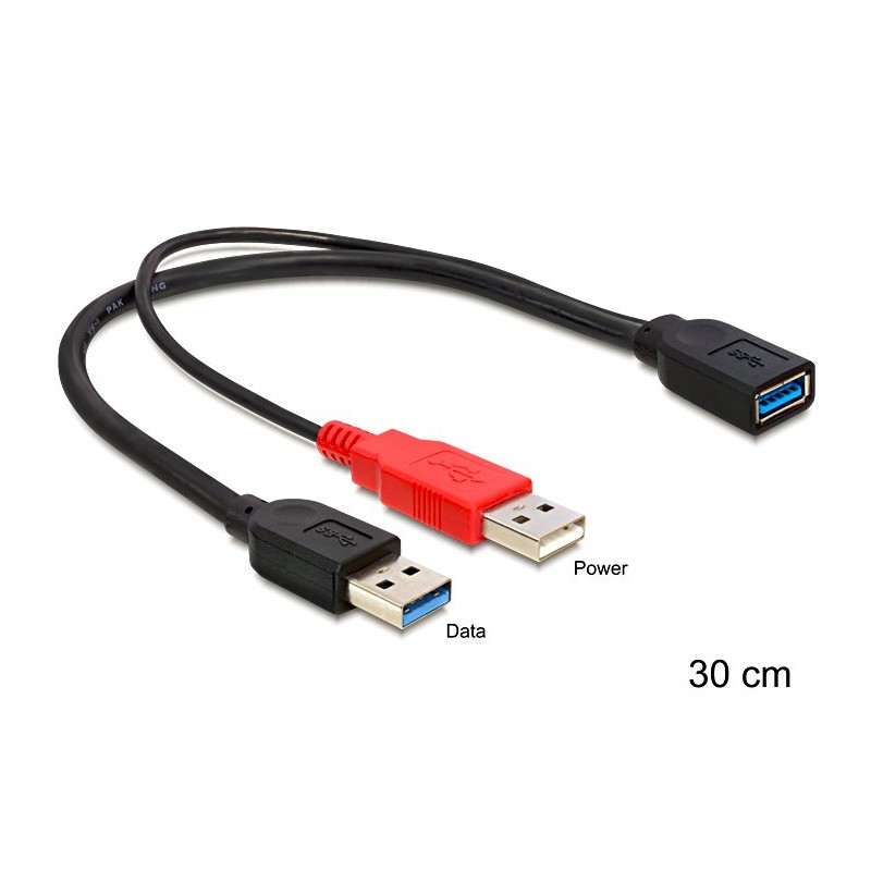 Delock - Kabel USB - USB typ A (F) do USB (pouze napájení), USB typ A (M) - USB 3.0 - 30 cm