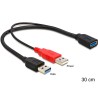 Delock - Kabel USB - USB typ A (F) do USB (pouze napájení), USB typ A (M) - USB 3.0 - 30 cm