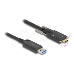 Delock - USB kabel - USB typ A (M) do 24 pin USB-C (M) šroubovací - USB 2.0 - 10 m - Active Optical Cable (AOC), rychlost