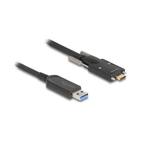 Delock - USB kabel - USB typ A (M) do 24 pin USB-C (M) šroubovací - USB 2.0 - 900 mA - 7.5 m - Active Optical Cable (AOC)
