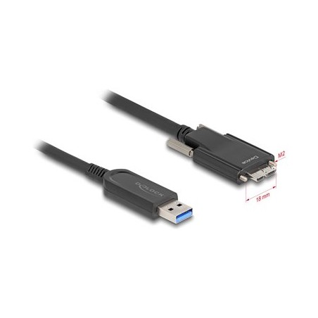 Delock - Kabel USB - USB typ A (M) do Micro-USB typu B (M) šroubovací - USB 2.0 - 900 mA - 7.5 m - Active Optical Cable (AOC)