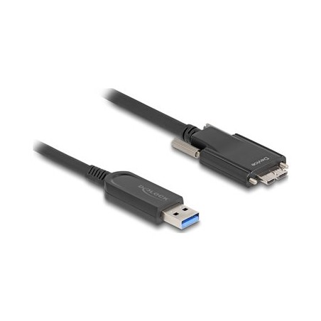 Delock - Kabel USB - USB typ A (M) do Micro-USB typu B (M) šroubovací - USB 2.0 - 900 mA - 5 m - Active Optical Cable (AOC)
