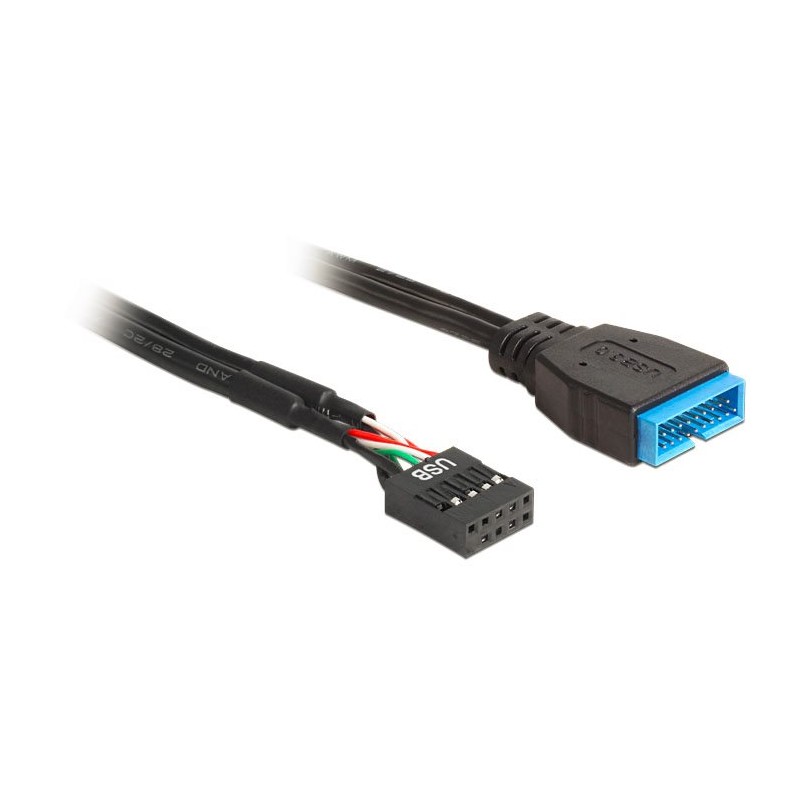 Delock - USB interní kabel - hlavička USB 9 pinů (F) do 19 pin USB 3.0 header (M) - 30 cm - černá
