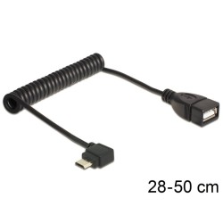 Delock - Kabel USB - USB (F) do Micro USB typ B (M) - USB 2.0 OTG - 50 cm - svinutý, 90° konektor