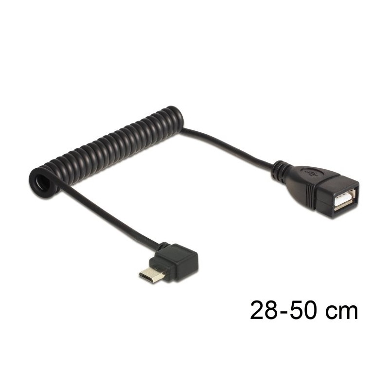 Delock - Kabel USB - USB (F) do Micro USB typ B (M) - USB 2.0 OTG - 50 cm - svinutý, 90° konektor