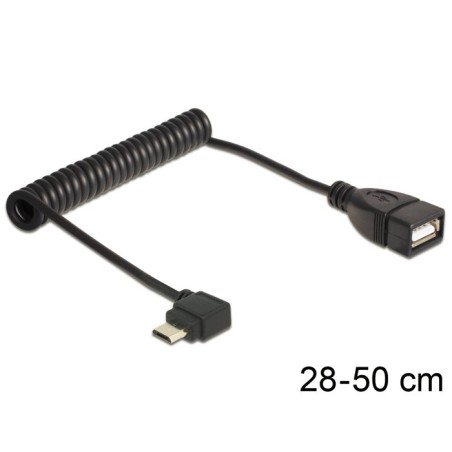 Delock - Kabel USB - USB (F) do Micro USB typ B (M) - USB 2.0 OTG - 50 cm - svinutý, 90° konektor