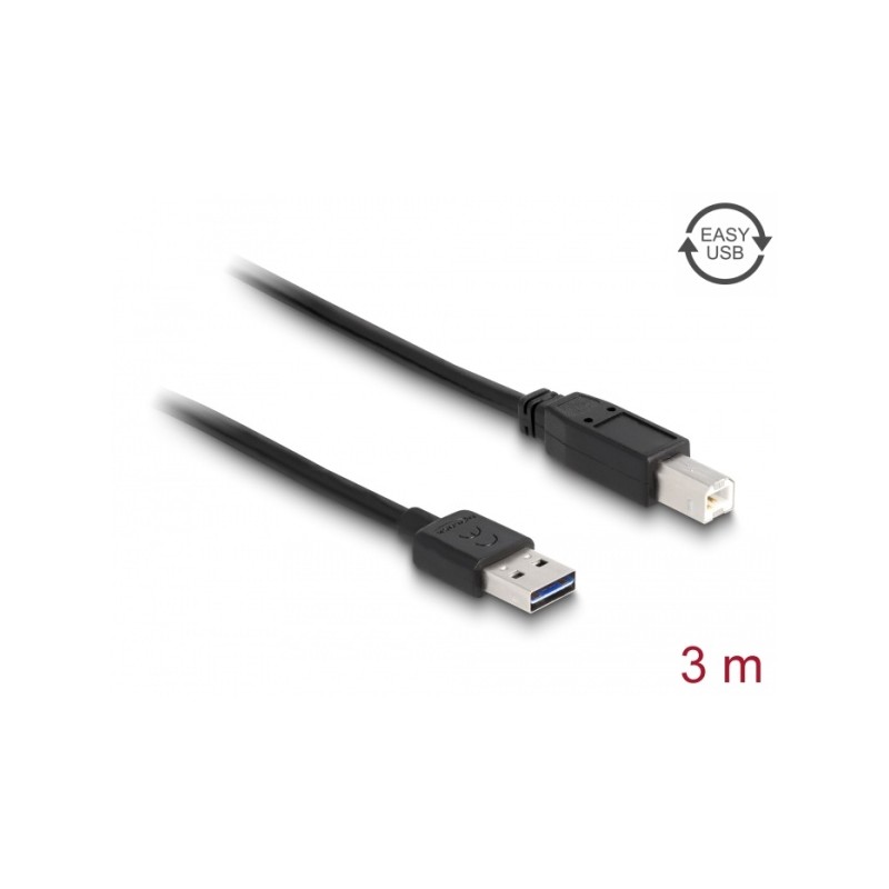 Delock EASY-USB - Kabel USB - USB typ B (M) do USB (M) - 3 m - černá