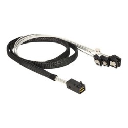 Delock - Kabel SATA/SAS - SAS 6Gbit/s - 4 linky - 4 x Mini SAS HD (SFF-8643) (M) do SATA (F) - 1 m - opatřený západkou