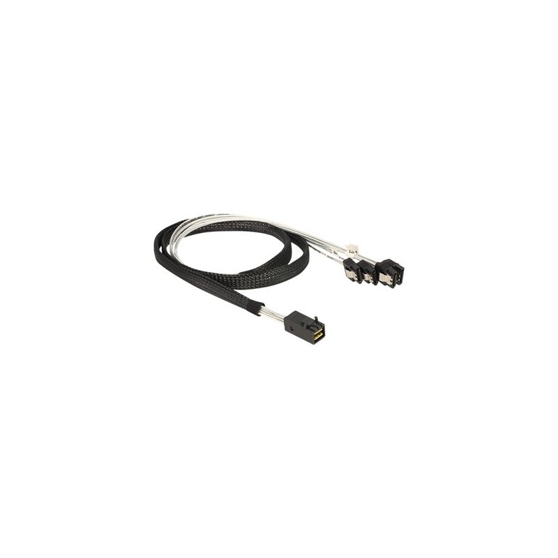 Delock - Kabel SATA/SAS - SAS 6Gbit/s - 4 linky - 4 x Mini SAS HD (SFF-8643) (M) do SATA (F) - 1 m - opatřený západkou