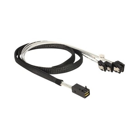 Delock - Kabel SATA/SAS - SAS 6Gbit/s - 4 linky - 4 x Mini SAS HD (SFF-8643) (M) do SATA (F) - 1 m - opatřený západkou