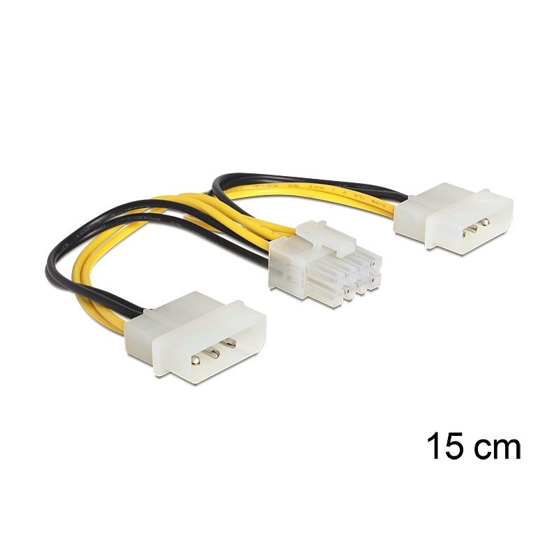 Delock - Elektrický kabel - 8 pin EPS12V (F) do 4 pinové interní napájení (M) - 15 cm