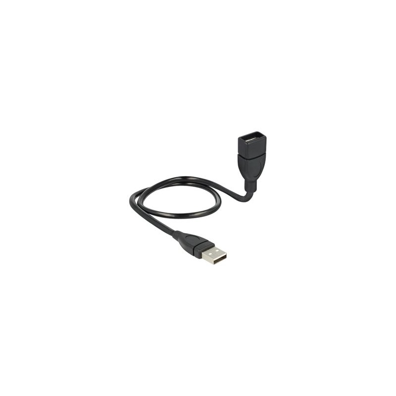Delock ShapeCable - Prodlužovací šňůra USB - USB (F) do USB (M) - 50 cm - černá