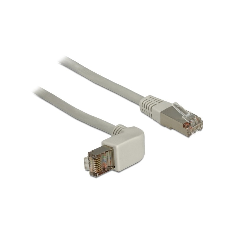 Delock - Patch kabel - RJ-45 (M) do RJ-45 (M) - 1 m - SFTP - CAT 5e - lisovaný, 90° konektor - šedá 83515