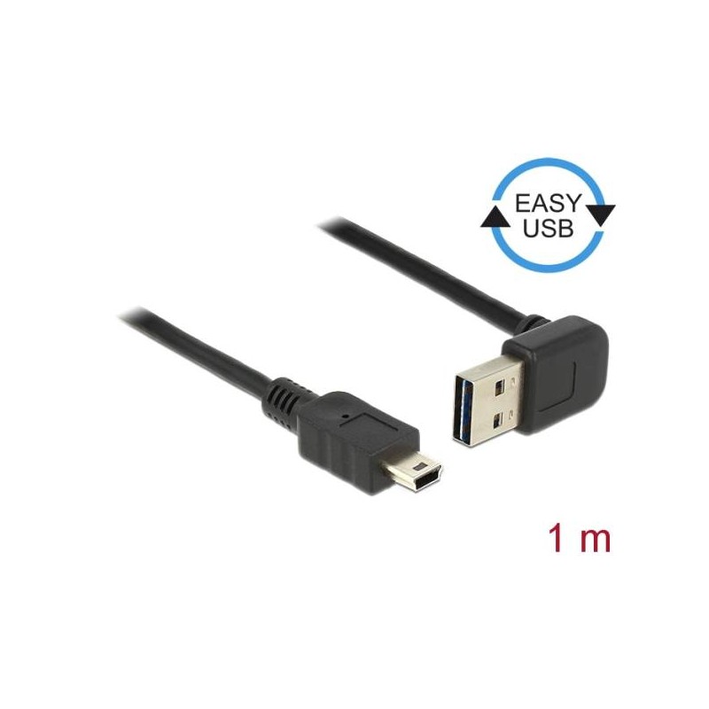 Delock EASY-USB - Kabel USB - mini-USB typ B (M) do USB (M) - USB 2.0 - 1 m - 90° konektor - černá