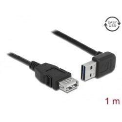 Delock EASY-USB - Prodlužovací šňůra USB - USB (F) do USB (M) - USB 2.0 - 1 m - 90° konektor - černá