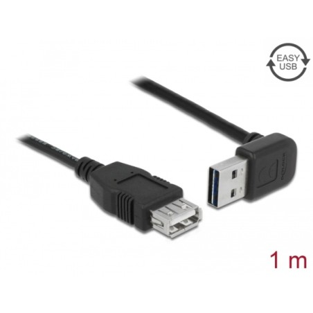 Delock EASY-USB - Prodlužovací šňůra USB - USB (F) do USB (M) - USB 2.0 - 1 m - 90° konektor - černá