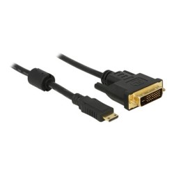 Delock - Kabel adaptéru - dva spoje - 19 pin mini HDMI Type C s piny (male) do DVI-D s piny (male) - 1 m - černá