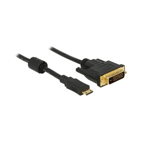 Delock - Kabel adaptéru - dva spoje - 19 pin mini HDMI Type C s piny (male) do DVI-D s piny (male) - 1 m - černá
