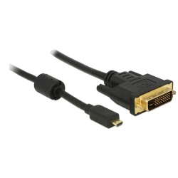 Delock - Kabel adaptéru - dva spoje - DVI-D s piny (male) do 19 pin micro HDMI Type D s piny (male) - 1 m - černá