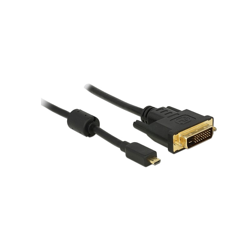 Delock - Kabel adaptéru - dva spoje - DVI-D s piny (male) do 19 pin micro HDMI Type D s piny (male) - 1 m - černá