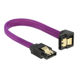 Delock Premium - Kabel SATA - Serial ATA 150/300/600 - SATA (M) do SATA (M) - 10 cm - opatrený západkou, 90° konektor