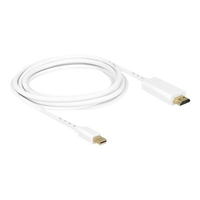 Delock High Speed HDMI - Kabel adaptéru - Mini DisplayPort s piny (male) do HDMI s piny (male) - 3 m - bílá - podporuje 4K