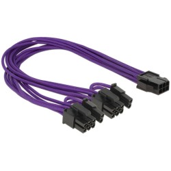 Delock - Adaptér napájení - 8 pinové napájení PCIe (6+2) (M) do 6 pin PCIe power (F) - 30 cm - purpurová