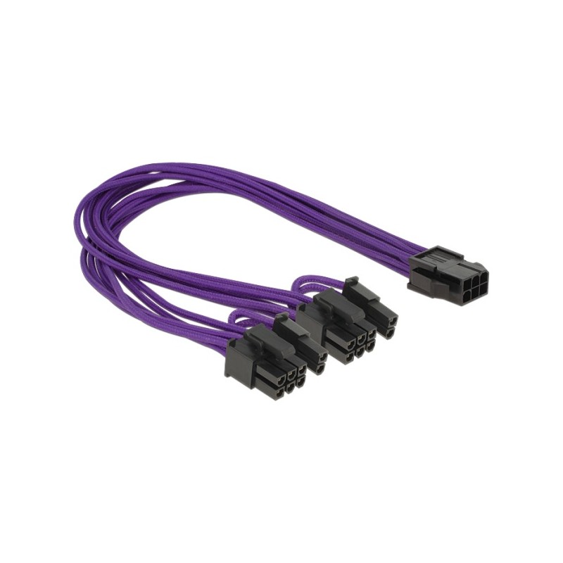 Delock - Adaptér napájení - 8 pinové napájení PCIe (6+2) (M) do 6 pin PCIe power (F) - 30 cm - purpurová