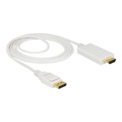 Delock - Kabel adaptéru - DisplayPort s piny (male) do HDMI s piny (male) - 2 m - trojnásobně stíněná kroucená dvoulinka - bílá