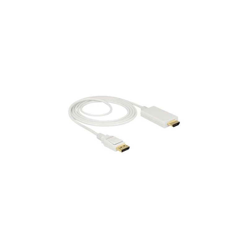 Delock - Kabel adaptéru - DisplayPort s piny (male) do HDMI s piny (male) - 2 m - trojnásobně stíněná kroucená dvoulinka - bílá