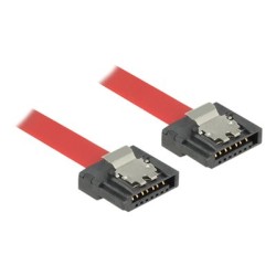 Delock FLEXI - Kabel SATA - Serial ATA 150/300/600 - SATA (F) do SATA (F) - 10 cm - opatrený západkou - cervená