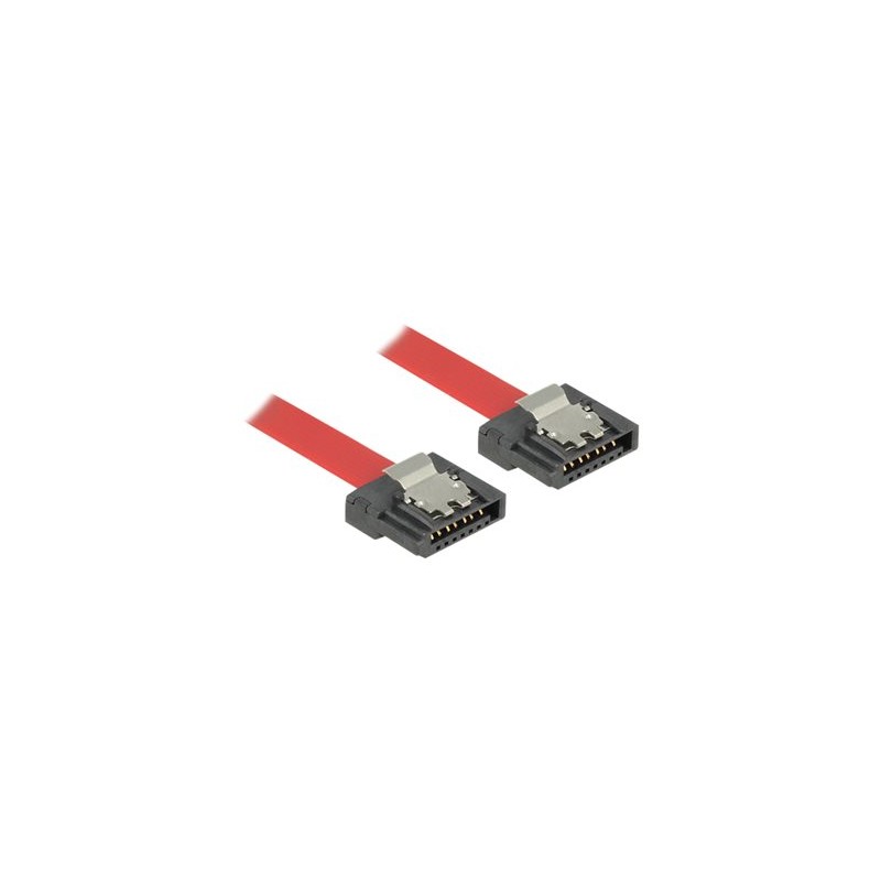 Delock FLEXI - Kabel SATA - Serial ATA 150/300/600 - SATA (F) do SATA (F) - 10 cm - opatrený západkou - cervená