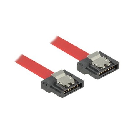 Delock FLEXI - Kabel SATA - Serial ATA 150/300/600 - SATA (F) do SATA (F) - 10 cm - opatrený západkou - cervená