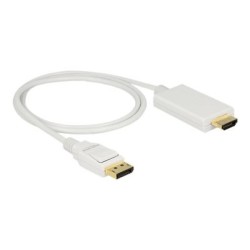 Delock - Kabel adaptéru - DisplayPort s piny (male) do HDMI s piny (male) - 1 m - trojnásobně stíněná kroucená dvoulinka - bílá