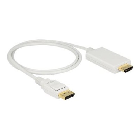 Delock - Kabel adaptéru - DisplayPort s piny (male) do HDMI s piny (male) - 1 m - trojnásobně stíněná kroucená dvoulinka - bílá