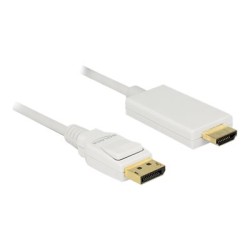 Delock - Kabel adaptéru - DisplayPort s piny (male) do HDMI s piny (male) - 3 m - trojnásobně stíněný - bílá - pasivní