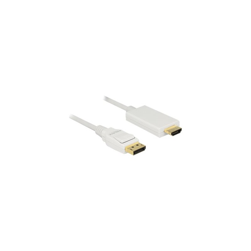 Delock - Kabel adaptéru - DisplayPort s piny (male) do HDMI s piny (male) - 3 m - trojnásobně stíněný - bílá - pasivní