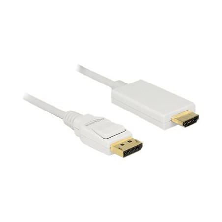 Delock - Kabel adaptéru - DisplayPort s piny (male) do HDMI s piny (male) - 3 m - trojnásobně stíněný - bílá - pasivní