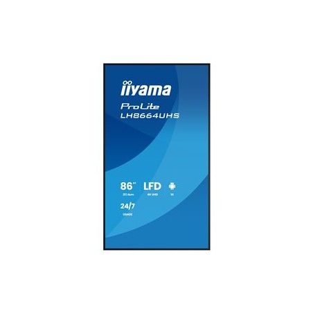 86" iiyama LH8664UHS-B3AG:IPS,4K,ANDR 14,24/7